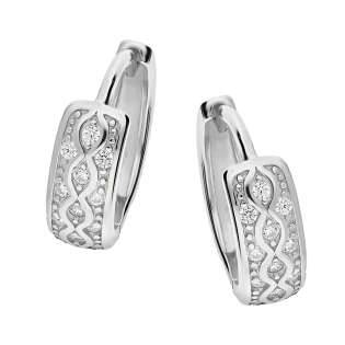 Kolczyki srebrne kółka 15 mm cyrkonie i ósemki/zatrzask AT585 próba 925