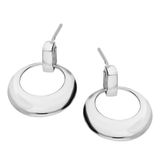 Kolczyki srebrne poszerzane kółko i prostokąt/sztyft AT590 próba 925