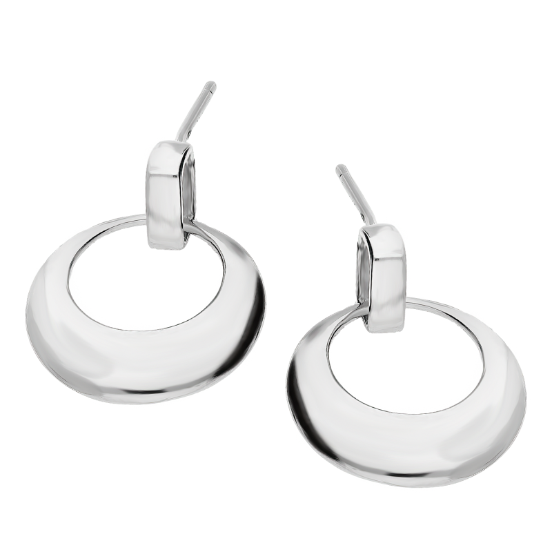 Kolczyki srebrne poszerzane kółko i prostokąt/sztyft AT590 próba 925