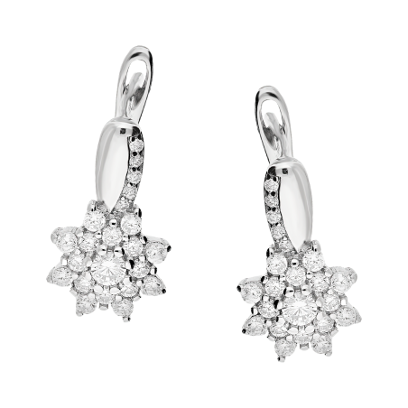 Kolczyki srebrne kwiatek z białymi cyrkoniami/ang.zap AT594 próba 925