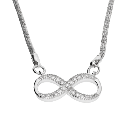 Naszyjnik srebrny infinity z cyrkoniami/calca PW235 ROD próba 925