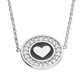 Naszyjnik srebrny koło z cyrkoniami i sercem/rolo PW544 ROD próba 925