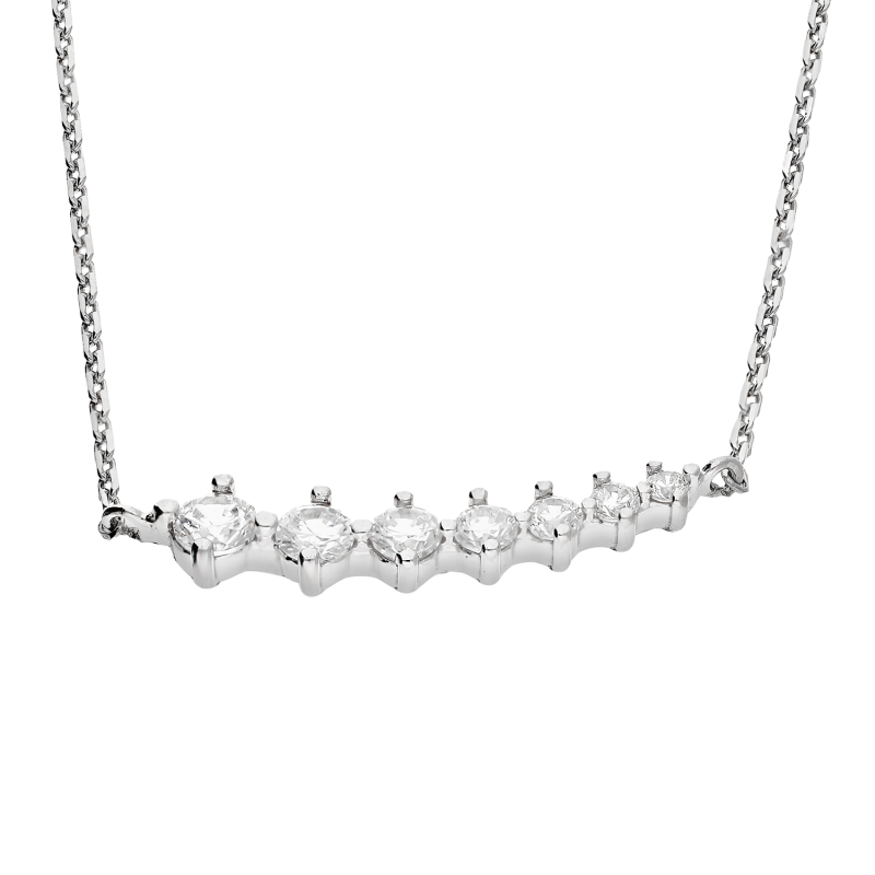 Naszyjnik srebrny cyrkonie w łuku narastająco/anker PW549 ROD próba 925