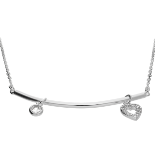 Naszyjnik srebrny gładka rurka i serce oraz cyrkonia/anker PW550 ROD próba 925