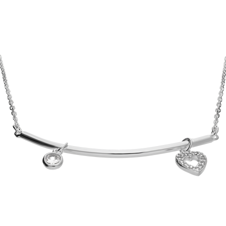 Naszyjnik srebrny gładka rurka i serce oraz cyrkonia/anker PW550 ROD próba 925