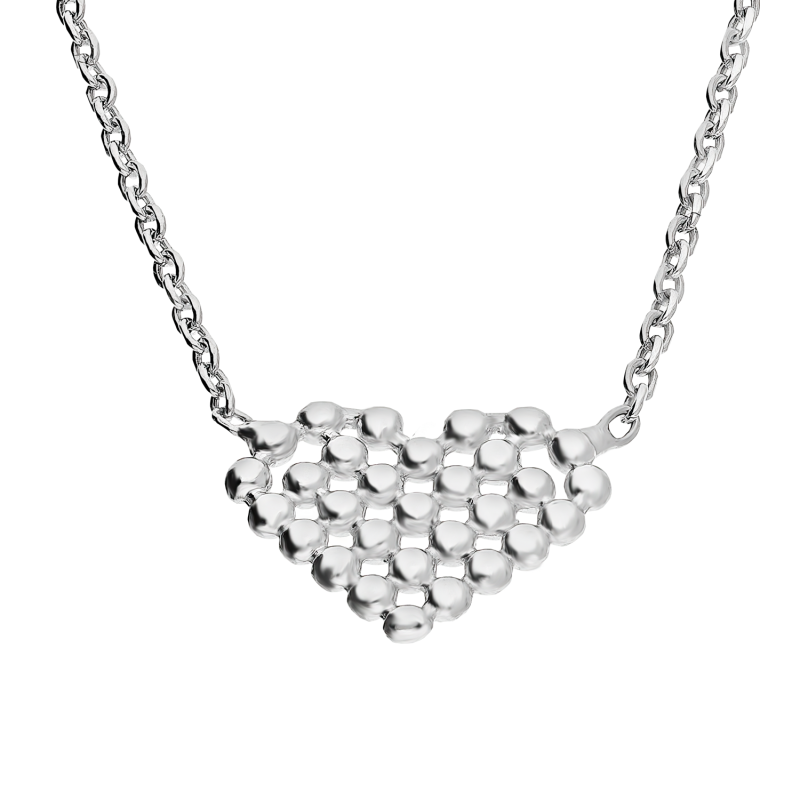 Naszyjnik srebrny ażurowe serce z kulek/anker PW584 ROD próba 925