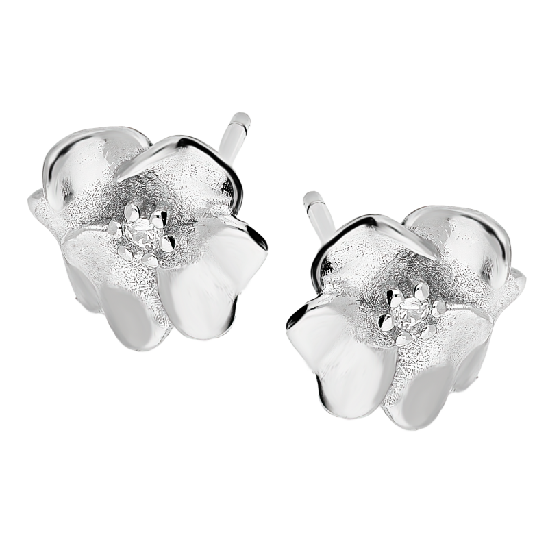 Srebrne kolczyki kwiatek z cyrkonią pr. 925 - JubilerSezam.pl