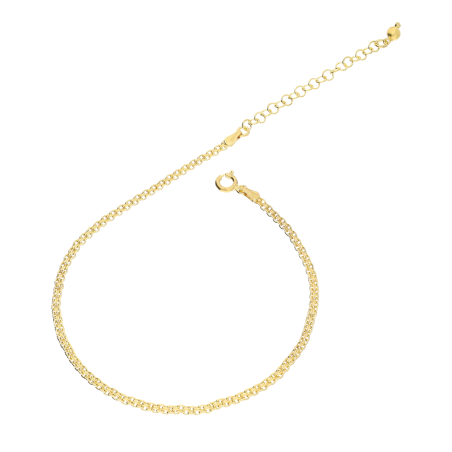 Bransoleta serbrna na nogę koloru złotego splot bismark