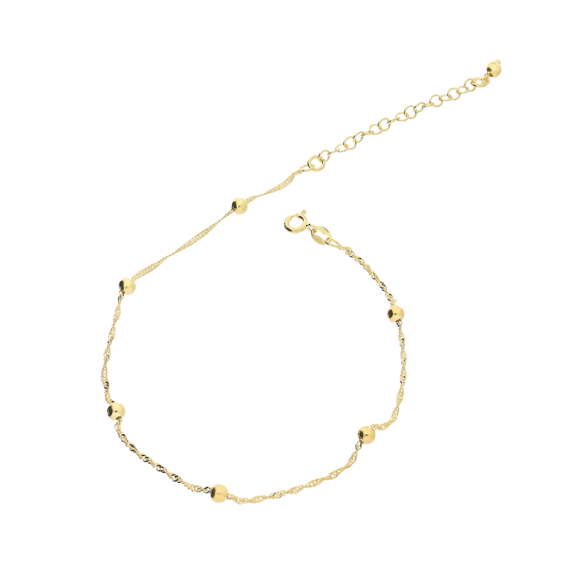 Pozłacana Bransoletka na Nogę Singapur Srebro 925 - JubilerSezam.pl