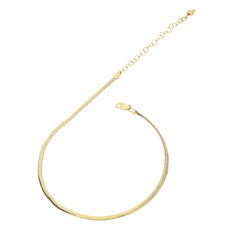 Bransoleta pozłacana na nogę o splocie snake BC 1487-260 FLAT GOLD snake próba 925