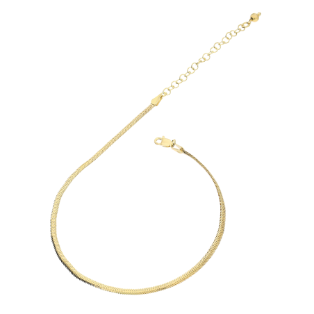 Bransoleta pozłacana na nogę o splocie snake BC 1487-260 FLAT GOLD snake próba 925