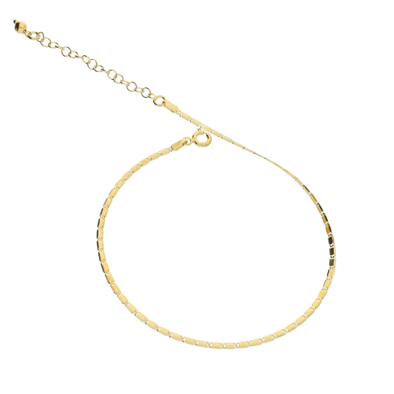 Bransoleta pozłacana na nogę o splocie blaszki BC 1766-040 6L GOLD blaszki próba 925