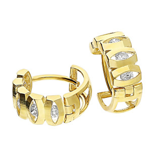 Kolczyki złote kółka 12mm+cyrkonie w oku/zatrzask AR I2HCE6280-DC-FCZ-LP próba 585