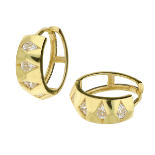 Kolczyki złote kółka z rombami z cyrkoniami/zatrzask AR I5HCE6279-FCZ-LP próba 375