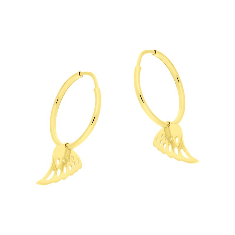 Kolczyki złote kółka szarniry 20 mm ze skrzydłem BC KSZ-20mm-1,5 skrzydło próba 585