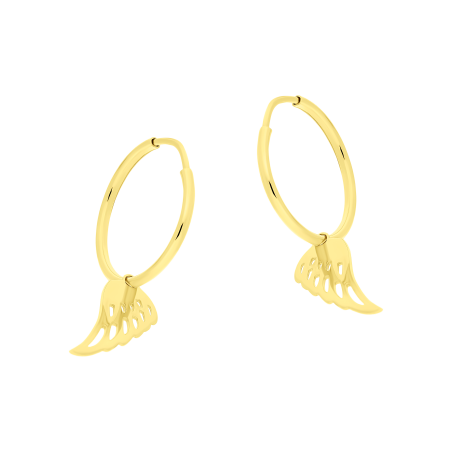 Kolczyki złote kółka szarniry 20 mm ze skrzydłem BC KSZ-20mm-1,5 skrzydło próba 585