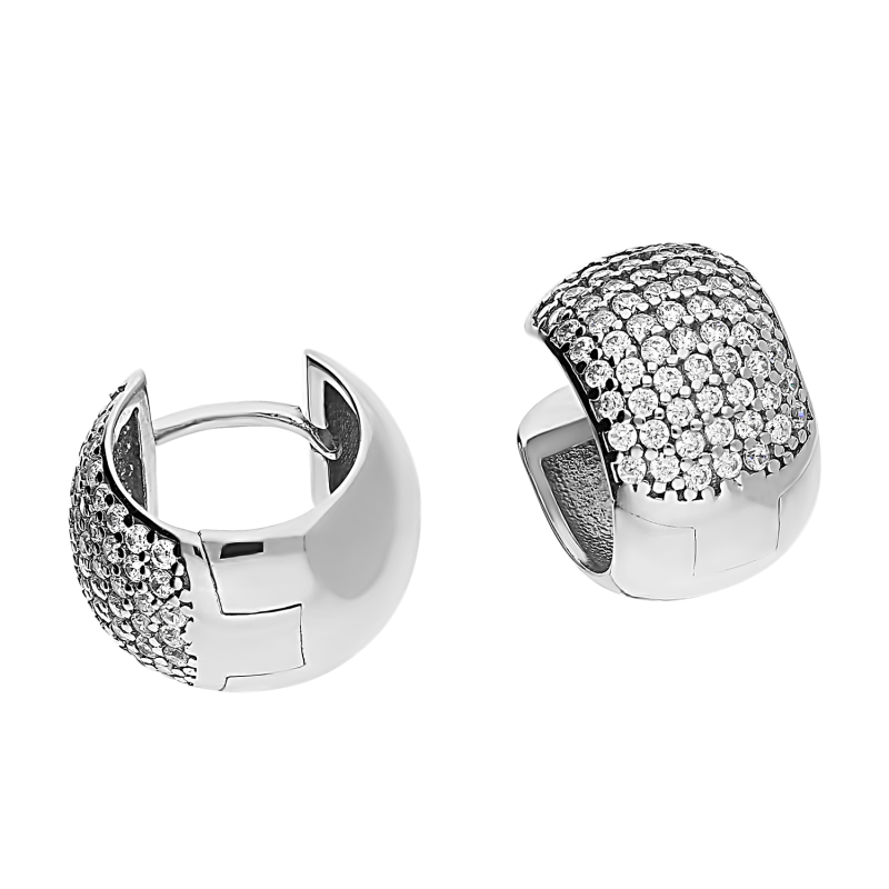 Srebrne kolczyki kółka dla dzieci z cyrkoniami - JubilerSezam.pl