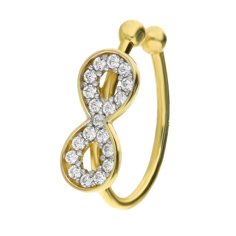 Kolczyk złoty EAR CUFF infinity z cyrkoniami MZ T45-E-FK-1714-YW-CZ próba 375