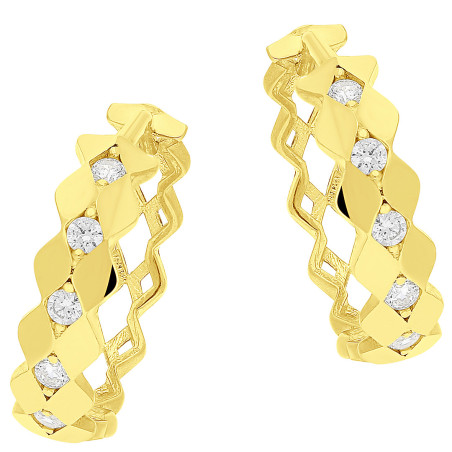 Kolczyki złote ażurowe kółka tafle z cyrkoniami/zatrzask AR XHCE6477-DC-FCZ próba 585