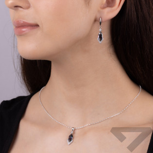 Komplet srebrny kolczyki i zawieszka topaz mistic w formie łezki A01057 topaz mistic próba 925