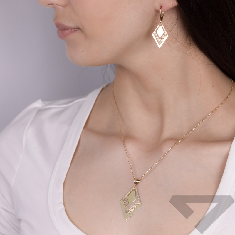 Zawieszka złota ażurowy romb z gładkim rombem M3-244 próba 585