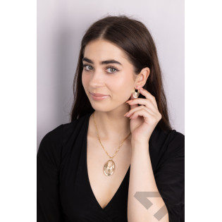 Zawieszka złota ażurowy owal z paskami M3-260 próba 585