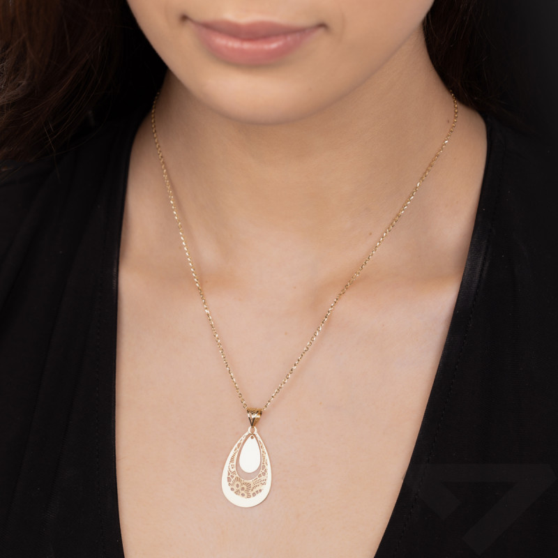 Zawieszka złota ażurowa kropla z gładką kroplą M3-242 próba 585