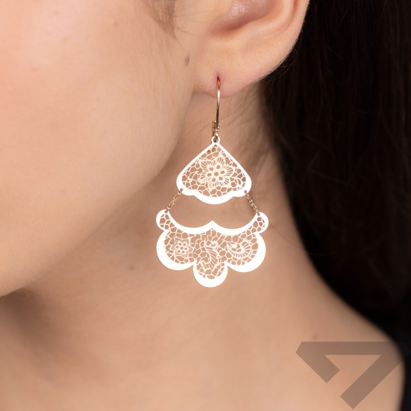 Kolczyki złote dwa ażurowe wachlarze/big.zam. M3-250M próba 585