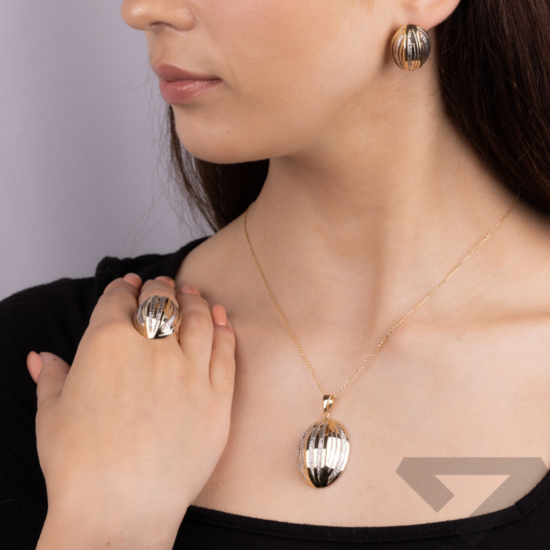 Pierścionek złoty wypukły owal w dwóch kolorach  M3-192 próba 585