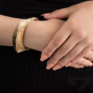 Bransoleta złota bangla taflowanana z ażurowymi bokami M3-264 próba 585
