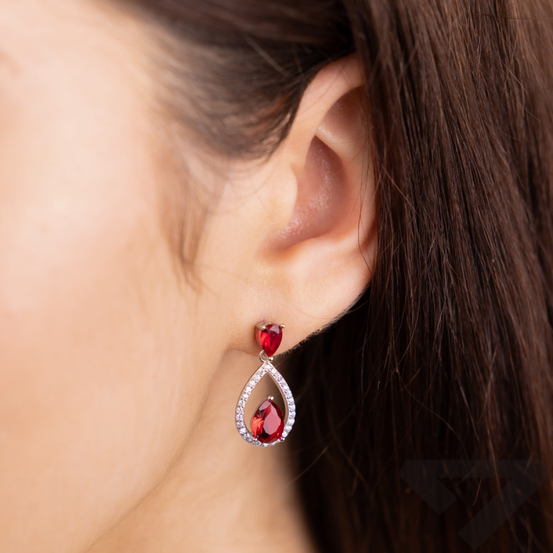 Srebrne kolczyki krople z cyrkoniami pr. 925 - JubilerSezam.pl