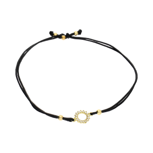 Złota bransoletka na sznurku z cyrkoniami pr. 375 - JubilerSezam.pl