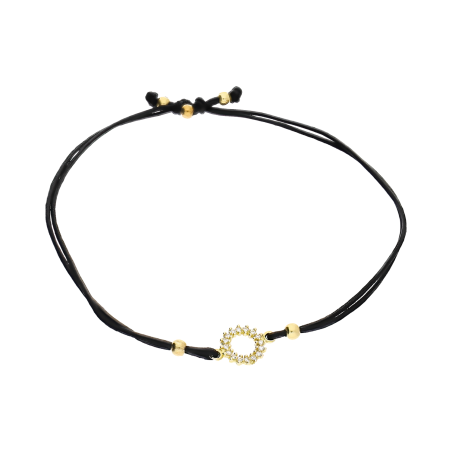 Złota bransoletka na sznurku z cyrkoniami pr. 375 - JubilerSezam.pl