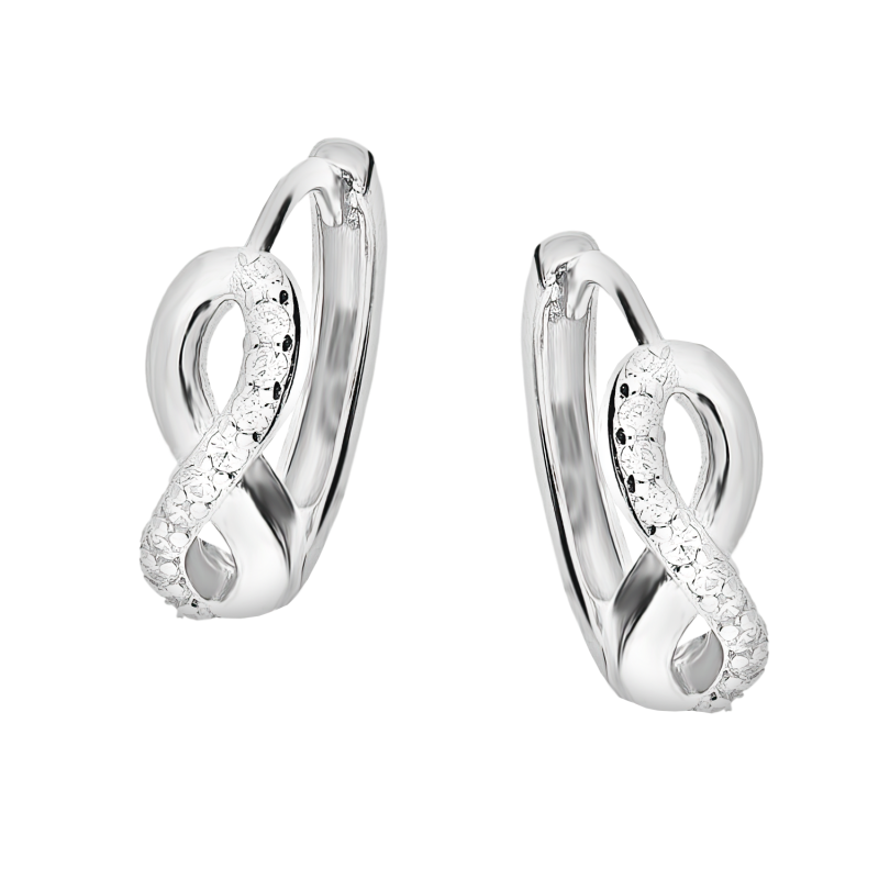 Kolczyki srebrne kółka z infinity z cyrkoniami/zatrzask AT681 próba 925