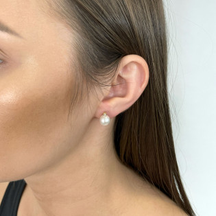 Kolczyki złote biała perła 7,5-8mm i cyrkonia/sztyft M3-193 7,5-8 próba 585