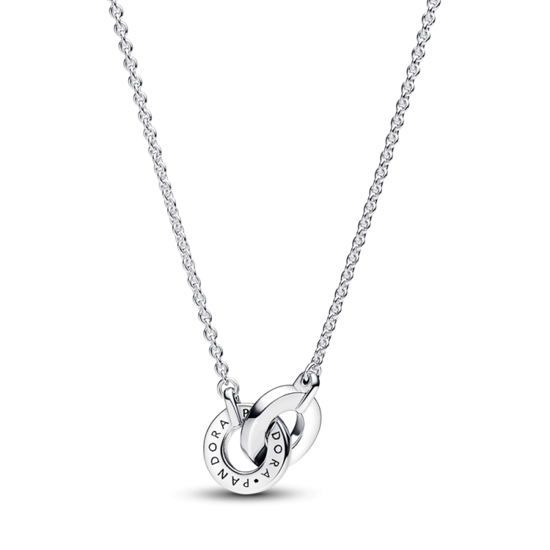 Naszyjnik ze splecionymi zawieszkami pavé z logo Pandora Signature 392736C01