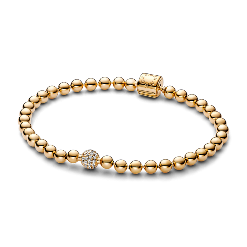 Bransoletka Pandora Koraliki Pavé Pozłacana - JubilerSezam.pl