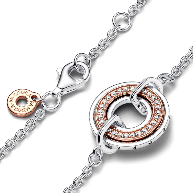 Dwutonowa bransoletka łańcuszkowa pavé z logo Pandora Signature 582741C01