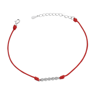 Srebrna bransoletka na sznurku z cyrkoniami - JubilerSezam.pl