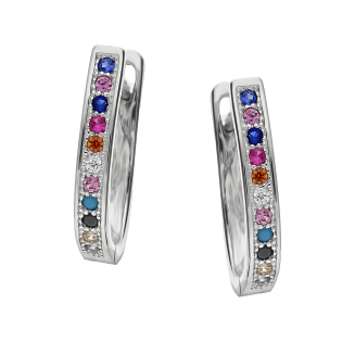Kolczyki srebrne przecinki z kolorowymi cyrkoniami/ang.zap. HS650 1r mix próba 925