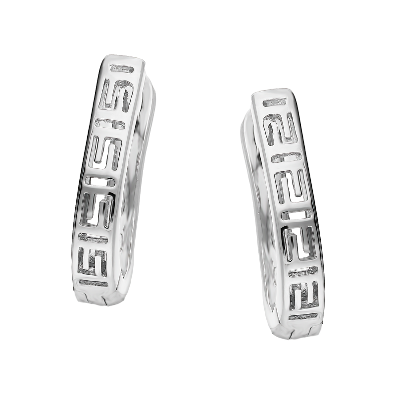 Kolczyki srebrne przecinki z ażurową greką/ang.zap. HS734 próba 925