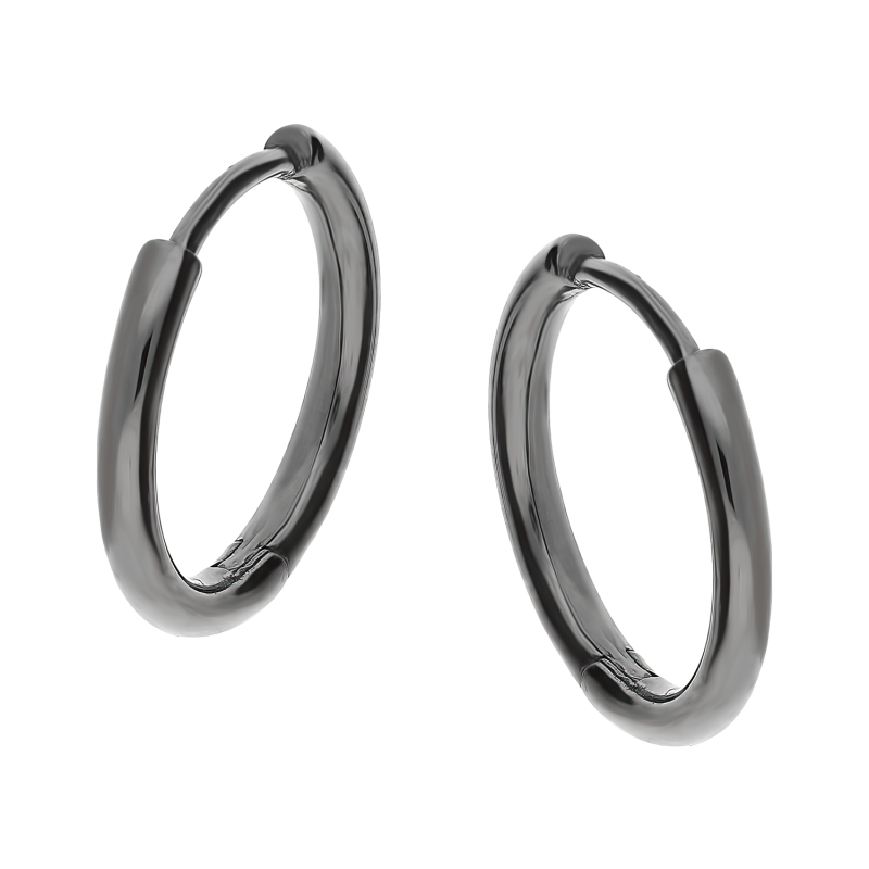 Kolczyki srebrne rutenowane kółka szarniry 13 mm BL próba 925