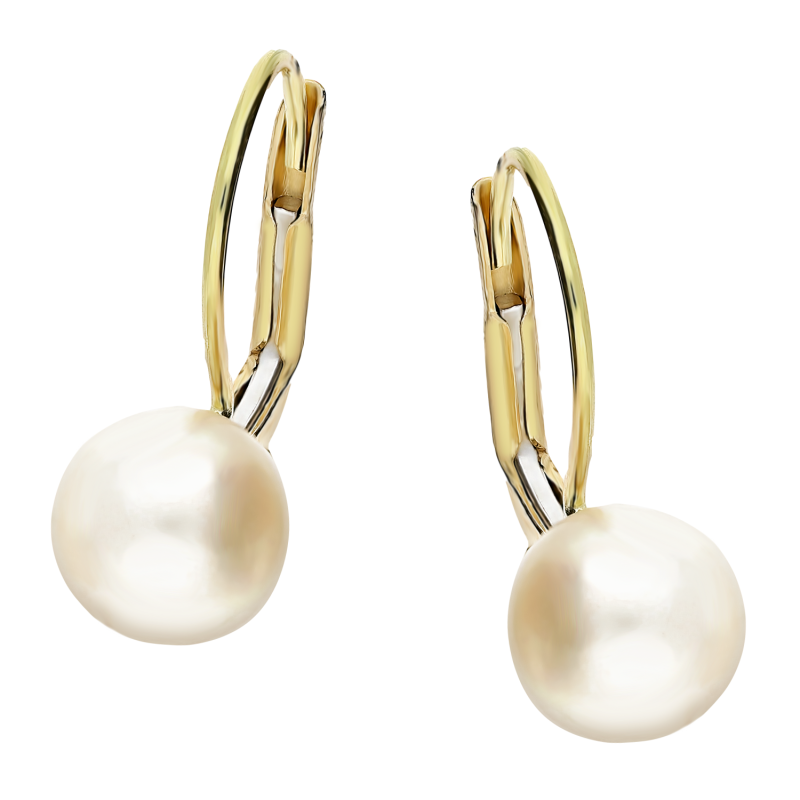 Kolczyki złote biała perła 9,5-10mm/bigiel zam. M3-217 9,5-10 próba 585