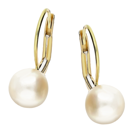 Kolczyki złote biała perła 9,5-10mm/bigiel zam. M3-217 9,5-10 próba 585