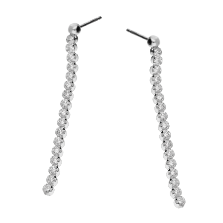 Kolczyki srebrne rząd białych cyrkonii/sztyft NI XOR03256 ROD próba 925