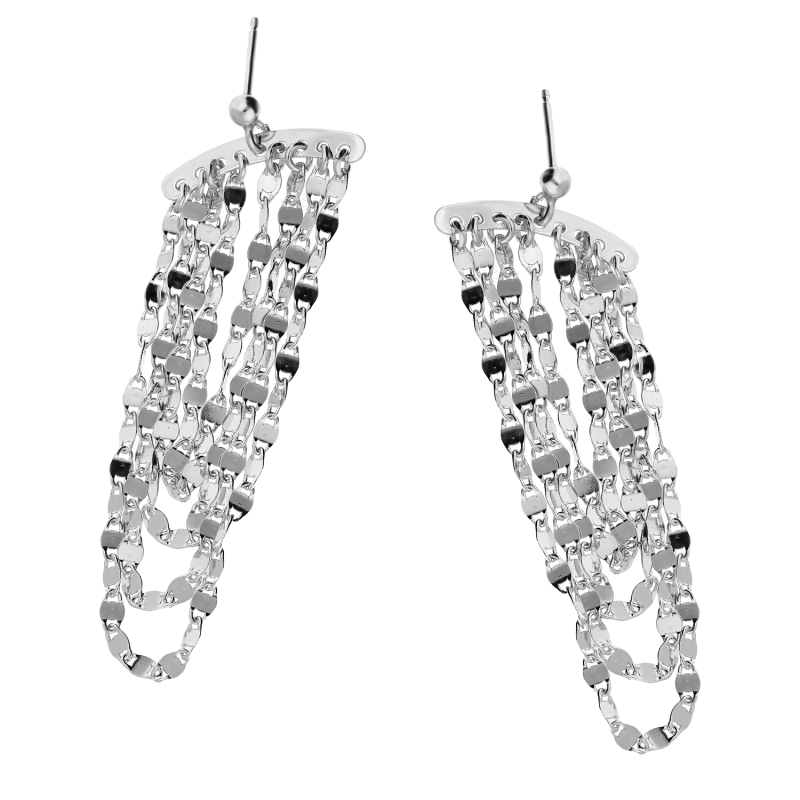 Kolczyki srebrne podwieszane łańcuszki blaszki/sztyft NI XOR03301 ROD próba 925