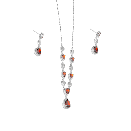 Srebrny Komplet Naszyjnik i Kolczyki z Cyrkoniami - JubilerSezam.pl