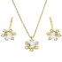 Komplet złoty kolczyki i naszyjnik śnieżynka z perłą i cyrkoniami nr PY P40H0035 próba 375