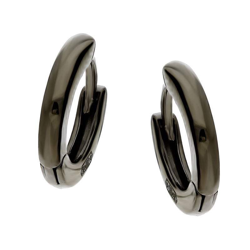 Kolczyki srebrne rutenowane kółka blask 10mm/zatrzask NI ORSCL1 RUTEN próba 925