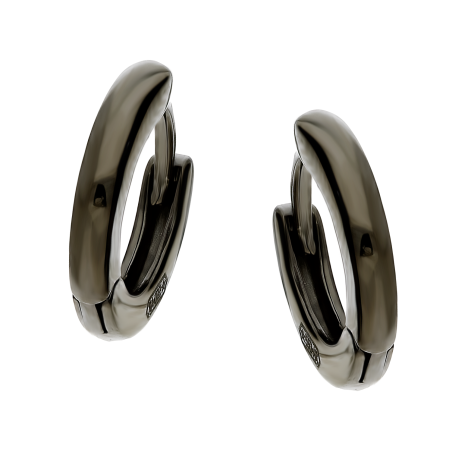 Kolczyki srebrne rutenowane kółka blask 10mm/zatrzask NI ORSCL1 RUTEN próba 925